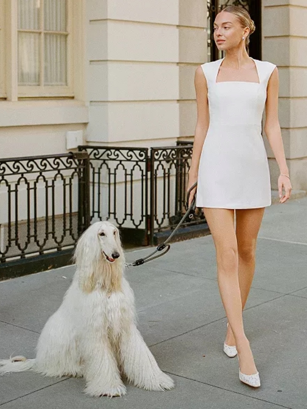 NWT French Connection White Square Neck Mini Dress - Picture 2 of 8